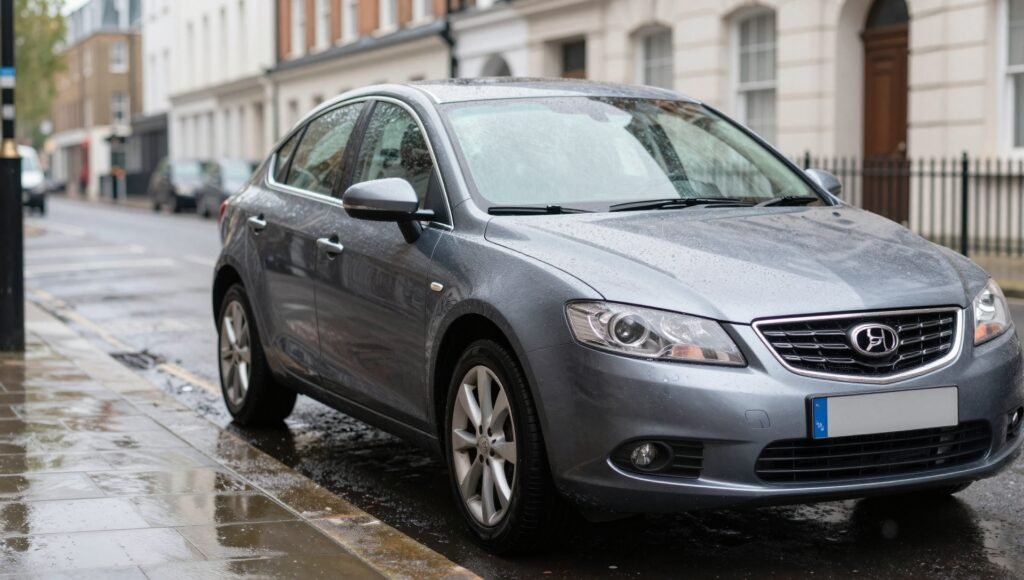Car Drying Towels beside a freshly washed car on a London street